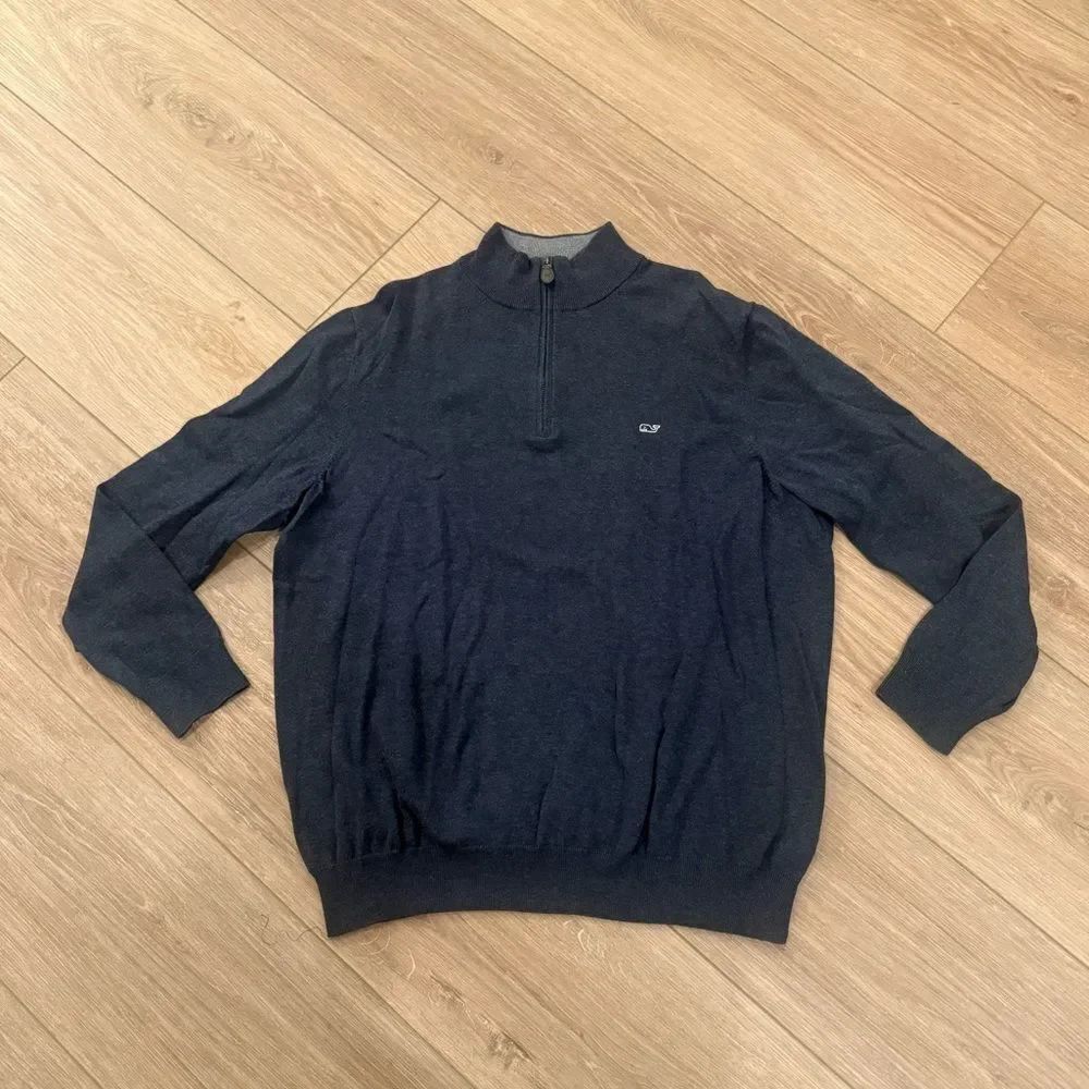 Vineyard Vines Men's Dark Blue 1/4 Zip-Up Sweater